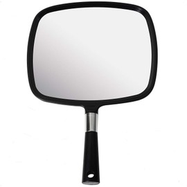 MIRRORVANA Large Hand Mirror with Comfy Handle - Black Portable Handheld Mirror - 9" x 13"