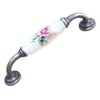 BlocksTool Vintage 128mm Ceramic Flower Roses Handle Knobs Cabinet Drawer