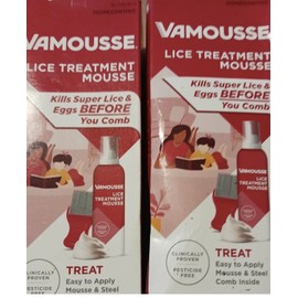 Vamousse 2 Vamousse Lice Treatment MOUSSE with Comb Easy Apply Homeopathic 6 fl oz