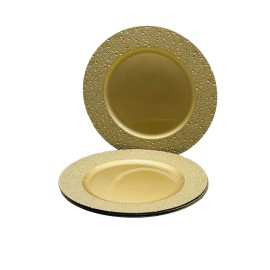 Unbranded Vinyl Hammered Round Gold 13" Charger Plates  (4) Deco/No Food Safe