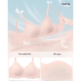 Vertvie Seamless Scalloped Bras for Women No Underwire Wireless Push Up Bra Soft Support Full Coverage Comfort Everyday Bra