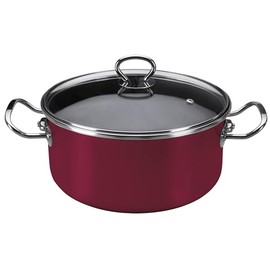 Vasconia Elegance 6-Quart Dutch Oven with Glass Lid (Dark Red) Dishwasher, Grill & Oven Safe up to 480℉ (Enamel on Steel) Nonstick Interior, Stainless Handles, Great for Baking, Roasting & Stewing