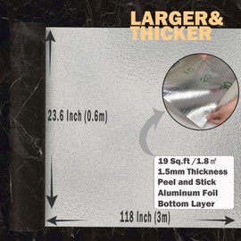 Oxdigi Vinyl Floor Tiles Peel and Stick 23"x 118"/19 Sq.Ft, Thicken Self Adhesive Vinyl Flooring Roll Marble Pattern Waterproof DIY Floor Coverings for Bathroom Living Room Kitchen, Black Marble