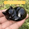 NATOSU Black Obsidian Cat Crystals Shiny Sleeping Cat Statue Healing