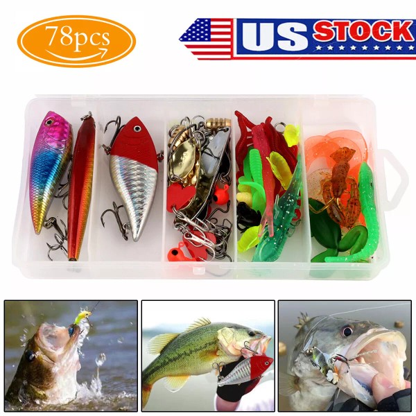 Unbranded 78pcs Metal Fishing Lures Crankbaits Spinner Kits Metal Baits