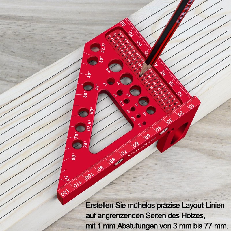 3D Mitre Square Multifunctional 22.5-90 Angle Measure Aluminium Alloy High