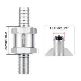 EVIL ENERGY 1/4" Fuel Check Valve One Way Inline Non Return Diesel Gasoline Silver(6mm OD,2PCS)
