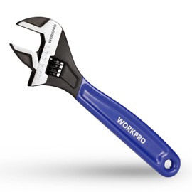 WORKPRO 10-Inch Adjustable Wrench, Cr-V Steel Wide Jaw Black Oxide Wrench, Metric & SAE Scales, for Home, Garage, Workshop and DIY