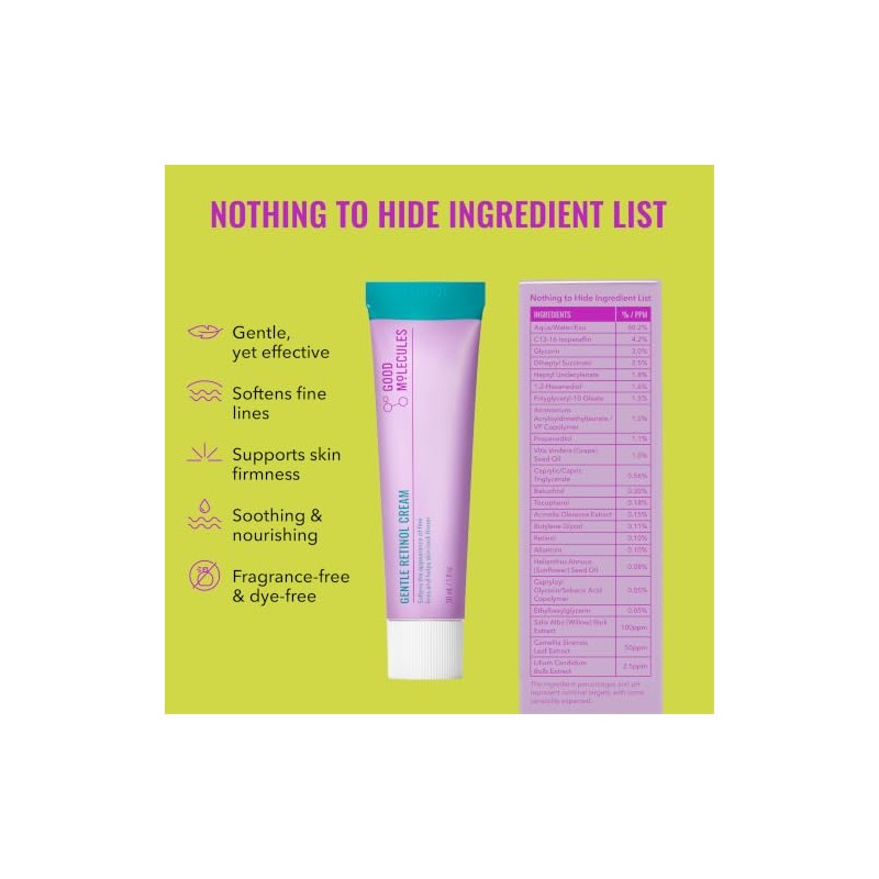 Good Molecules Gentle Retinol Cream 30ml/1oz - Night Cream With