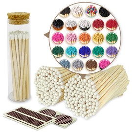 4” Matches in Colors of Your Choice in a Refillable Chic Jar - Striker Strikers Included | 200 Quality Artisan Matchsticks | Festive & Colorful in Your Home or as a Holiday Gift by Thankful Greetings