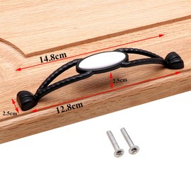 FIDEMM Black White Ceramic Kitchen Cabinet Accessories Drawer Wardrobe Furniture Garden Single Handle Hardware 1Pcs