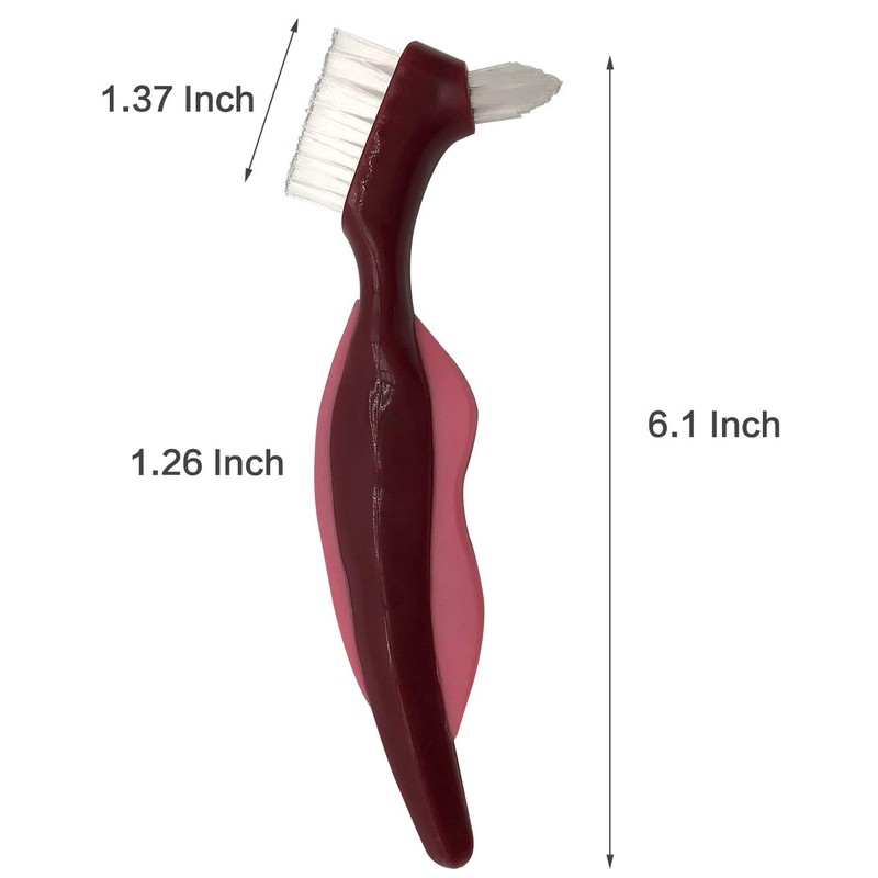 Premium Hard Denture Brush, Multi-Layered Bristles & Portable Double Sided