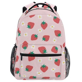 Wamika Pink Strawberry Backpack for Girls Cute Kawaii Kids School Backpacks Book Bag Daypack