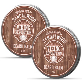 Best Deal Beard Balm with Sandalwood Scent and Argan & Jojoba Oils - Styles, Strengthens & Softens Beards & Mustaches - Leave in Conditioner Wax for Men by Viking Revolution (2 Pack)