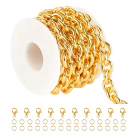 UMAOKANG Gold Plated Stainless Steel Chains for Jewelry Making, 2.5mm Thick Strong Cable Chain for Men and Women, DIY Jewelry Accessories
