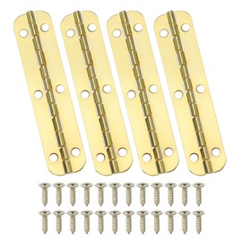 sourcing map 180-Degree Small Piano Hinge Mini Jewelry Box Hinges with Screw for Jewellery Wooden Boxes (Yellow, Pack of 4)