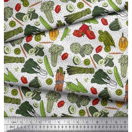 Soimoi Cotton Cambric Fabric Dot & Mix Vegetable Print Sewing Fabric metre 42 Inch Wide