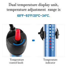 PYPABL 25W 50W 100W 300WAquarium Heater, Submersible Glass Heater for 5L-300Litres Fish and Turtle Tank (300W for 140-300L)