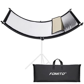 Fomito Curved Reflector - 70x25.6 inch/178x65cm Clamshell Light Reflector Arclight Curved Eyelighter Lighting Diffuser for Photography Stuido Filming Shooting, Black/White/Gold/Silver