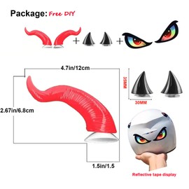 CHPINGN Motorcycle Horn Devil Horns,Motorcycle Helmet Accessories,Bike Helmet, Ski Accessories(Helmet Not Included) (Red 2)