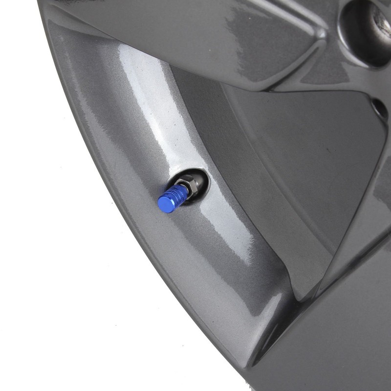 TOMALL Round Tyre Valve Caps Chrome Blue for Car Wheel