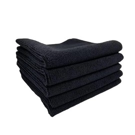 TARO WORKS Car Wash Microfiber Towels, 11.8 x 11.8 inches (30 x 30 cm), Black, 5 Pieces, Super Absorbent, Quick Drying, Scratch-Resistant, Oval Type, Thick, Wiping Cloth, Cleaning, Car Wash Supplies