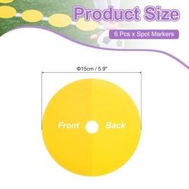 PATIKIL Spot Markers 6 Inch, 6 Pcs Non-Slip Floor Dots Agility Markers Flat Field Cones Poly Dots with Hole for Gym PE Speed Training Dance Soccer Basketball Sports, Yellow