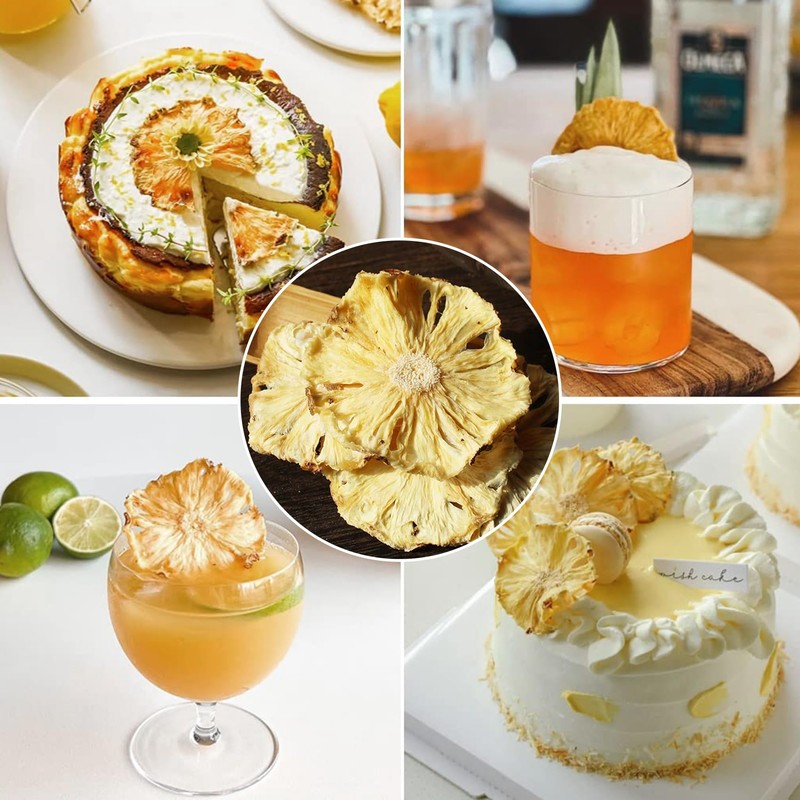 Dried Pineapple Dehydrated Slices Cocktail Garnish - 250g/8.8oz Freeze Dried
