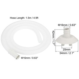 PATIKIL 4.9ft Air Conditioner Drain Kit, Universal AC Drain Hose Connector Hose with Clamp Connector 3 for Mini-Split Window AC Unit Faucet, White