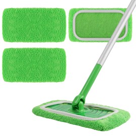 AmaVins Reusable 100% Coral Fleece Mop Pads Compatible with Swiffer Sweeper, 3 Pack Wet and Dry Flat mop Cover, Washable Wet Pads Refill for Surface/Hardwood Floor Cleaning (Mop is Not Included)