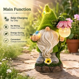 Solar Garden Gnome Light for Outdoor Decor – Resin LED Figurine with Auto Dusk Glow for Yard, Patio & Pathways