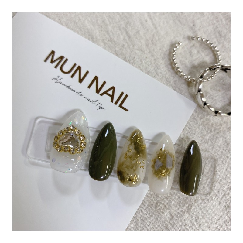 MunNail Heart Brooch Nail Tip - Round / MunNail 하트브로치