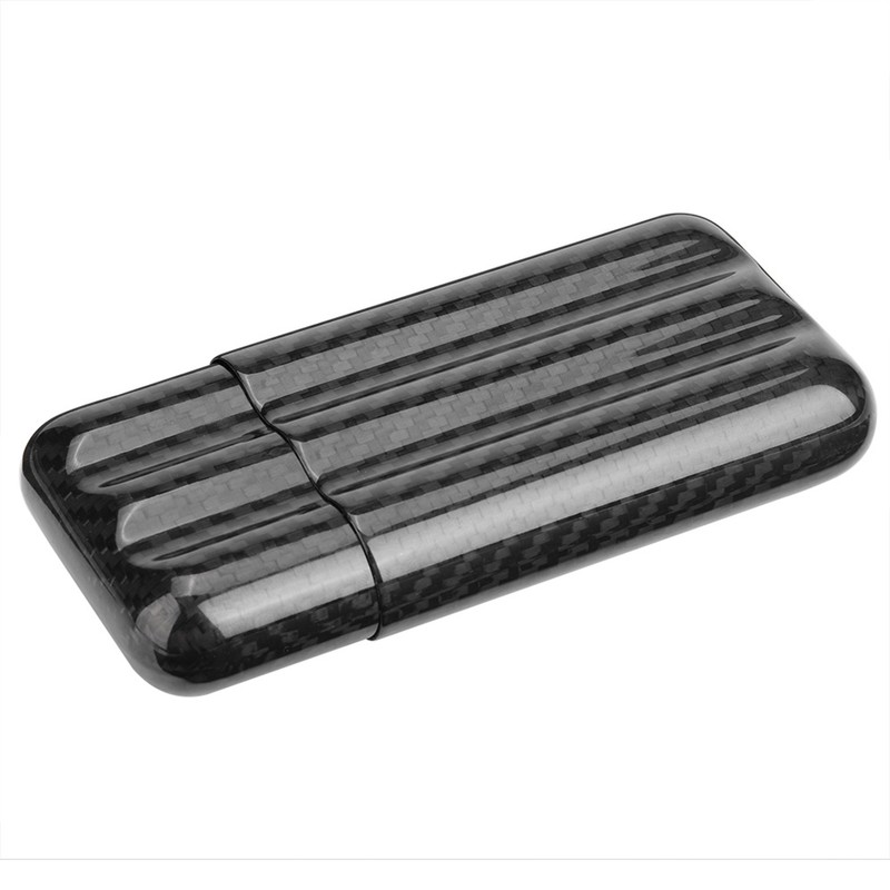 Carbon Fiber Cigar Case Humidors 3 Tubes Cigar Holder Storage