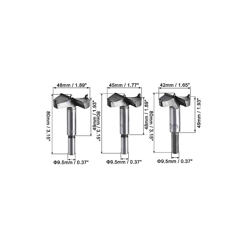 MACHSWON 3 PCS Forstner Drill Bits Tungsten Carbide Wood Hole