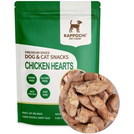 KAPPOCHI Freeze-Dried Chicken Hearts Dog Treats, 3.5oz(100.0g), 100% Single Ingredient, High Protein Training Treats, Natural & Raw, No Additives, Grain Free, Gluten Free