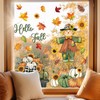 Whaline 6 Sheets Fall Window Clings Green-Orange Scarecrow Maple Leaves