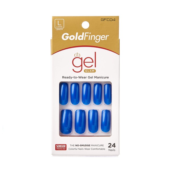 Kiss Gold Finger Gel Glam 24 Nails GFC04 BLUE