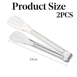 Kitchen Tongs(9'')-304 Easy to Clean-Food Safe Stainless Steel Cooking Tongs,Salad,BBQ,Serving,Frying Tongs Utensils,Kitchen Gift etc,Easy Grip Best Sturdy Tongs,Non Stick.2 Pieces