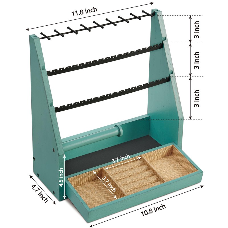 Earring Organizer, Rustic Wood 5 Layer Jewelry Organizer Stand