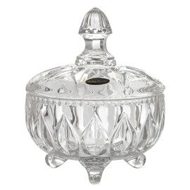 Amlong Crystal Lead-Free Clear Crystal Candy Jar with Lid, 4.8 inch Diameter, 6 inch High