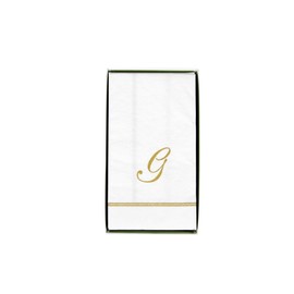 Caspari Hemstitch Script G Initial Guest Towel Napkins - 40 Per Box