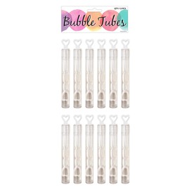 Henbrandt Pack of 12 Wedding Celebration Bubble Wands with White Heart Toppers 4ml Bubble Tubes Wedding Party Accessories White Party Bag Fillers Wedding Favours Team Bride Bubbles for Bridal Shower