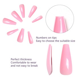 SIUSIO Pack of 400 Colourful Coffin Nails, Full Cover Press on Pure Colour Ballet Acrylic False Nails with Case, Extra Long Ballerina Artificial Nails, Artificial Tips for Women and Girls, Nail Art