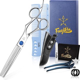 Fengliren High-end Professional Hair Cut Thinning Scissors Hair Cutting Teeth Shears Barber Hairdressing Texturizing Scissor Extremely Very Sharp 6.6 Inch Dynamic Stainless Steel Alloy For Men Women