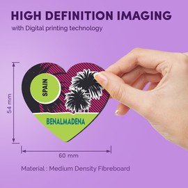 1x Heart MDF Magnet 6cm - Benalmadena Spain Palm Vacation - Fridge Locker Office Whiteboard Toolbox #59405