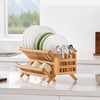 Oyydecor Bamboo Dish Drying Rack with Utensil Holder, 2 Tier