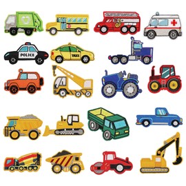 19 Pieces of Transportation Patches, Children's Ironing Patches, Creative Cartoon Embroidery Patches, Decorative Patches for Repairing Holes, Clothing Patch Set