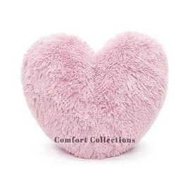 Cuddly Teddy Bear Fleece Super Soft 3D Heart Shape Fluffy Filled Cushion Cosy & Warm Home Decoration Gift For Loved One Valentine Day 100% Polyester Heart Cushion Pink 38cm x 38cm Approximate