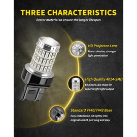 AUXLIGHT LED Strobe/Flash Brake Tail Light Bulbs 7443 7440 LED Bulb Red 320% Brighter 7441 7444 T20 992 W21W Led Bulbs for Tail Stop Brake Lights (Brilliant Red, Pack of 2)