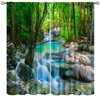 Waterfall Curtains, Spring Forest Nature Landscape Theme Pattern Print, Bedroom